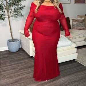 Showpo Red Long Sleeve Dress